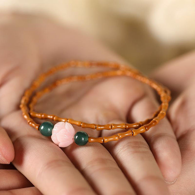 Buddha Stones Ultra-fine Olive Pit Lotus Inner Strength Double Circle Bracelet - image 2