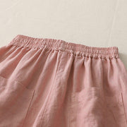 Buddha Stones Casual Plain Solid Color Patchwork Women's Polyester 7-8 Length Wide Leg Pants With Pockets