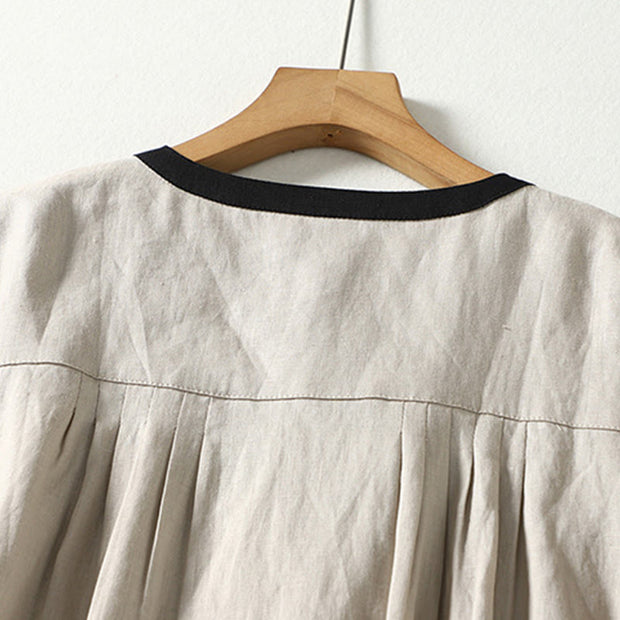 Buddha Stones Casual Vintage Buttons Design Women's Cotton Linen Coat With Pockets - image 5