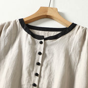 Buddha Stones Casual Vintage Buttons Design Women's Cotton Linen Coat With Pockets - image 4