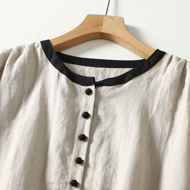 Buddha Stones Casual Vintage Buttons Design Women's Cotton Linen Coat With Pockets - image 4
