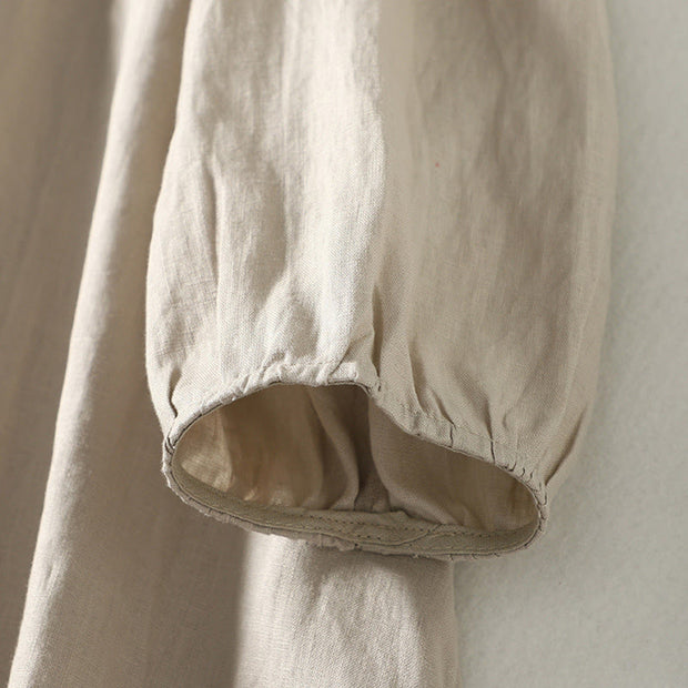 Buddha Stones Casual Vintage Buttons Design Women's Cotton Linen Coat With Pockets - image 11