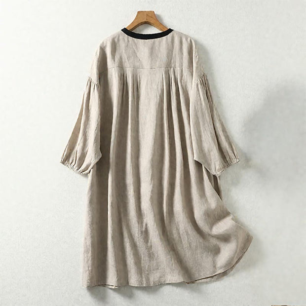 Buddha Stones Casual Vintage Buttons Design Women's Cotton Linen Coat With Pockets - image 2