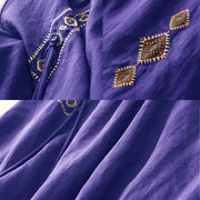Buddha Stones Ethnic Vintage Embroidery Button Design Women's Cotton Linen 7-8 Length Skirt - image 4
