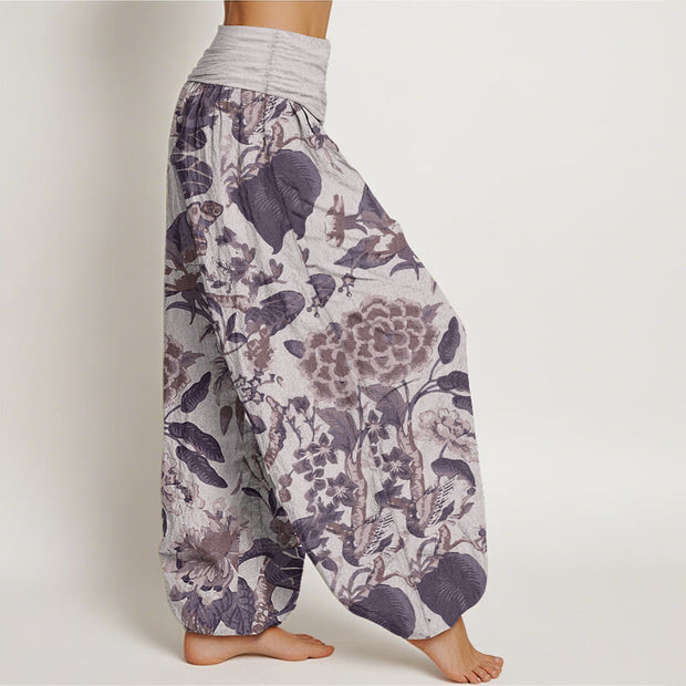 Buddha Stones Pure Cotton Lotus Leaf Peony Pattern Women's Elastic Waist Harem Pants - image 7