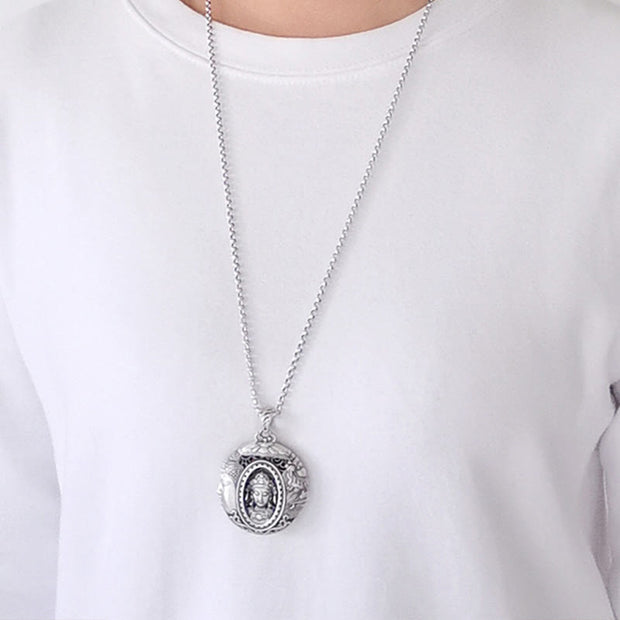 Buddha Stones Copper Buddha Devil Pattern Serenity Pendant Necklace - image 4