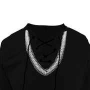 Buddha Stones Solid Color Fall Lace-up Men's V-Neck Long Sleeve Cotton Shirt - image 34