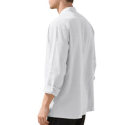 Buddha Stones Solid Color Buttons Fall Long Sleeve Linen Men's Shirt - image 12