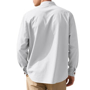 Buddha Stones Solid Color Buttons Fall Long Sleeve Linen Men's Shirt - image 6
