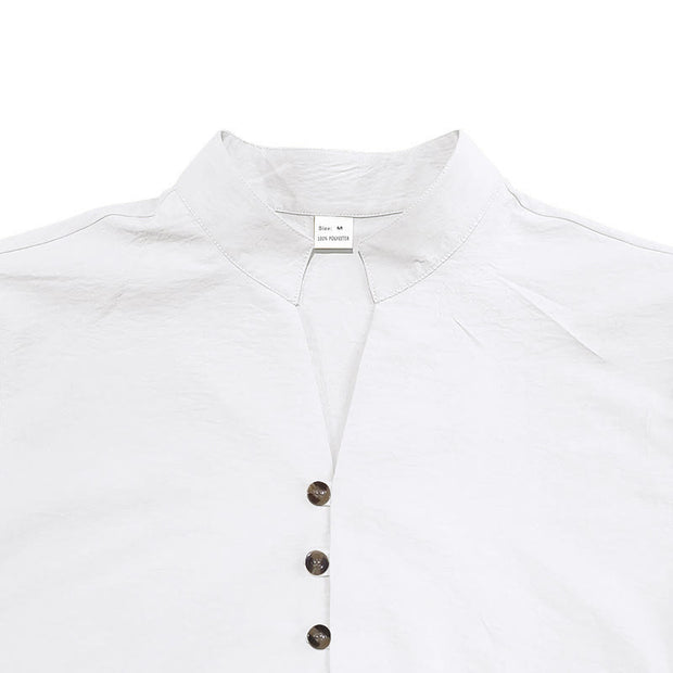 Buddha Stones Solid Color Buttons Fall Long Sleeve Linen Men's Shirt - image 7