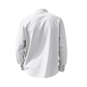 Buddha Stones Solid Color Buttons Fall Long Sleeve Linen Men's Shirt - image 16