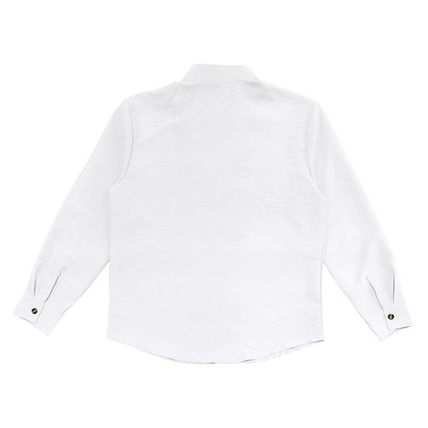 Buddha Stones Solid Color Buttons Fall Long Sleeve Linen Men's Shirt - image 9