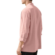 Buddha Stones Solid Color Buttons Fall Long Sleeve Linen Men's Shirt - image 25