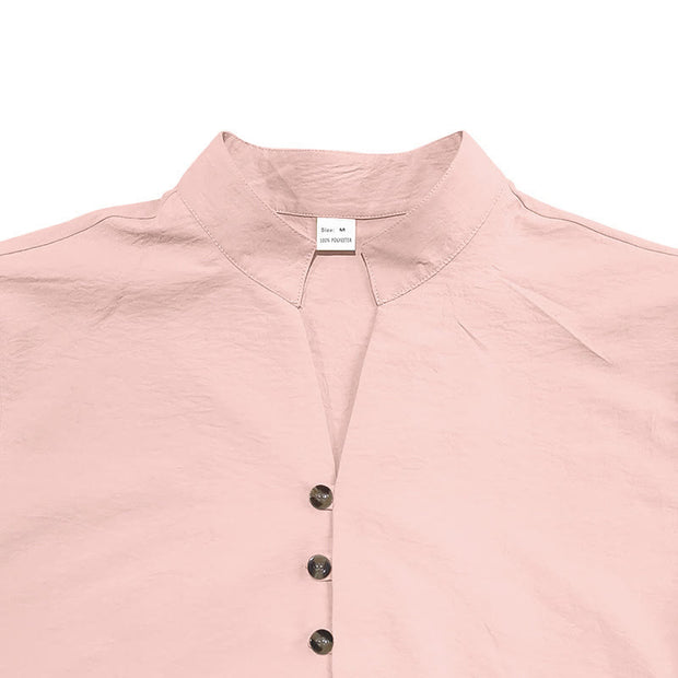 Buddha Stones Solid Color Buttons Fall Long Sleeve Linen Men's Shirt - image 22
