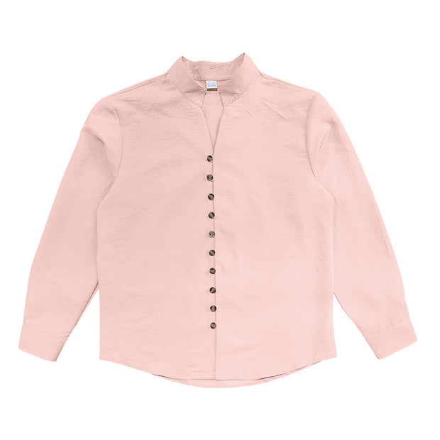 Buddha Stones Solid Color Buttons Fall Long Sleeve Linen Men's Shirt - image 20