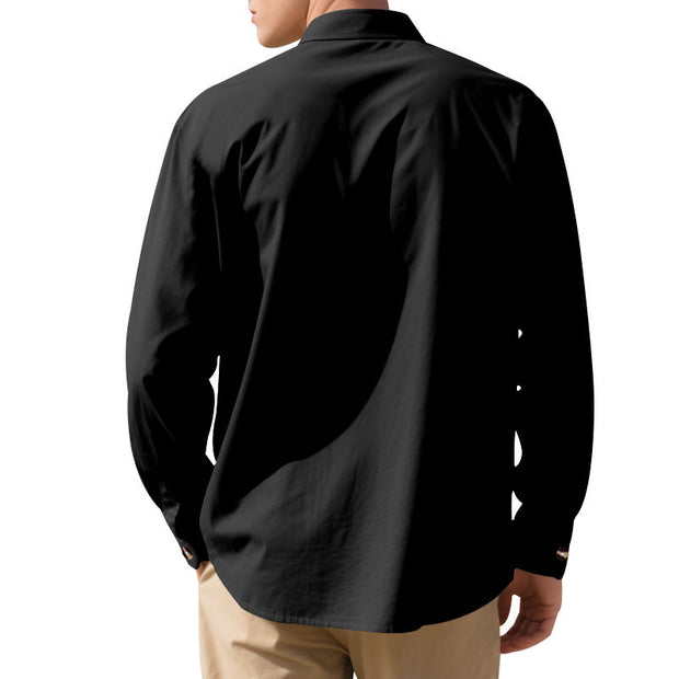 Buddha Stones Solid Color Buttons Fall Long Sleeve Linen Men's Shirt - image 32