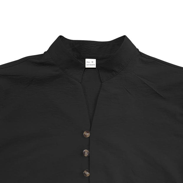 Buddha Stones Solid Color Buttons Fall Long Sleeve Linen Men's Shirt - image 35