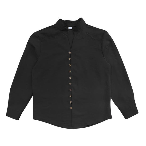 Buddha Stones Solid Color Buttons Fall Long Sleeve Linen Men's Shirt - image 33