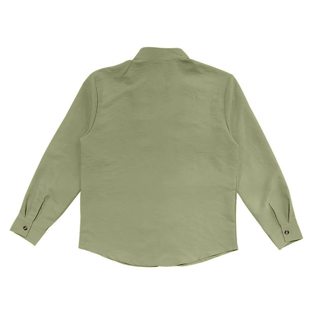 Buddha Stones Solid Color Buttons Fall Long Sleeve Linen Men's Shirt - image 47