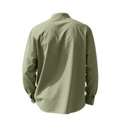 Buddha Stones Solid Color Buttons Fall Long Sleeve Linen Men's Shirt - image 55