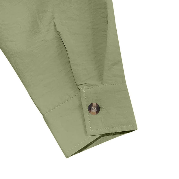 Buddha Stones Solid Color Buttons Fall Long Sleeve Linen Men's Shirt - image 49