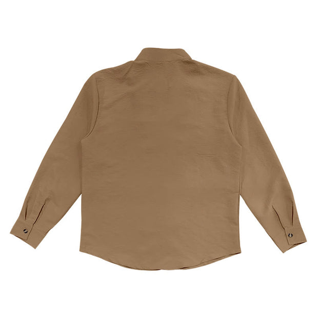 Buddha Stones Solid Color Buttons Fall Long Sleeve Linen Men's Shirt - image 60