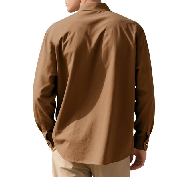 Buddha Stones Solid Color Buttons Fall Long Sleeve Linen Men's Shirt - image 58