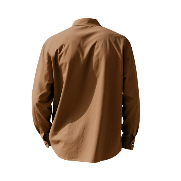 Buddha Stones Solid Color Buttons Fall Long Sleeve Linen Men's Shirt - image 68