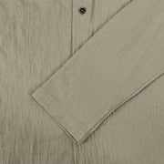 Buddha Stones Solid Color Long Sleeve Hooded Drawstring Buttons Linen Men's Shirt - image 17