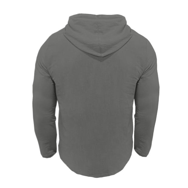 Buddha Stones Solid Color Fall Half Buttons Men's Hooded Long Sleeve Cotton Shirt - image 19