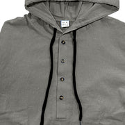 Buddha Stones Solid Color Fall Half Buttons Men's Hooded Long Sleeve Cotton Shirt - image 11