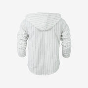 Buddha Stones Solid Long Sleeve Hooded Stripes Drawstring Buttons Linen Men's Shirt - image 9
