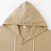 Buddha Stones Solid Long Sleeve Hooded Stripes Drawstring Buttons Linen Men's Shirt - image 24