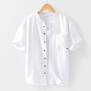 Buddha Stones Summer Buttons Short Sleeve Ramie Linen Cotton Men's Shirt - White - US/UK/AU42，EU52 (3XL) - image 8