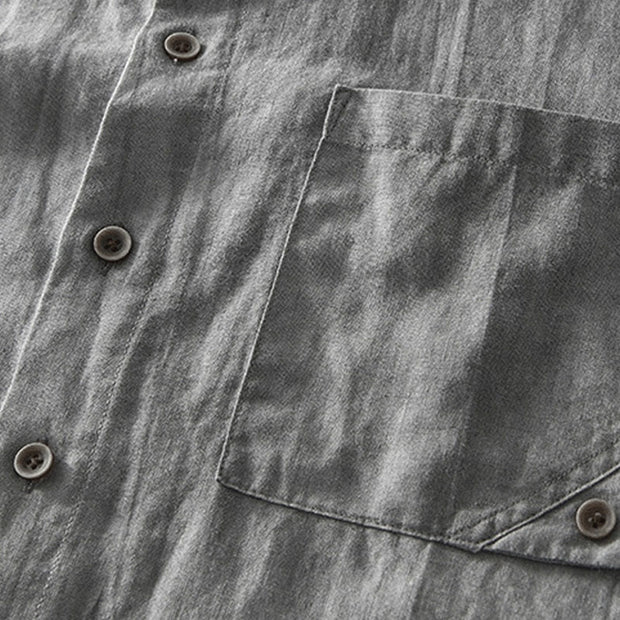 Buddha Stones Summer Buttons Short Sleeve Ramie Linen Cotton Men's Shirt - image 6