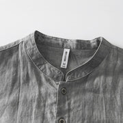 Buddha Stones Summer Buttons Short Sleeve Ramie Linen Cotton Men's Shirt - image 4
