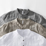Buddha Stones Summer Buttons Short Sleeve Ramie Linen Cotton Men's Shirt - image 22