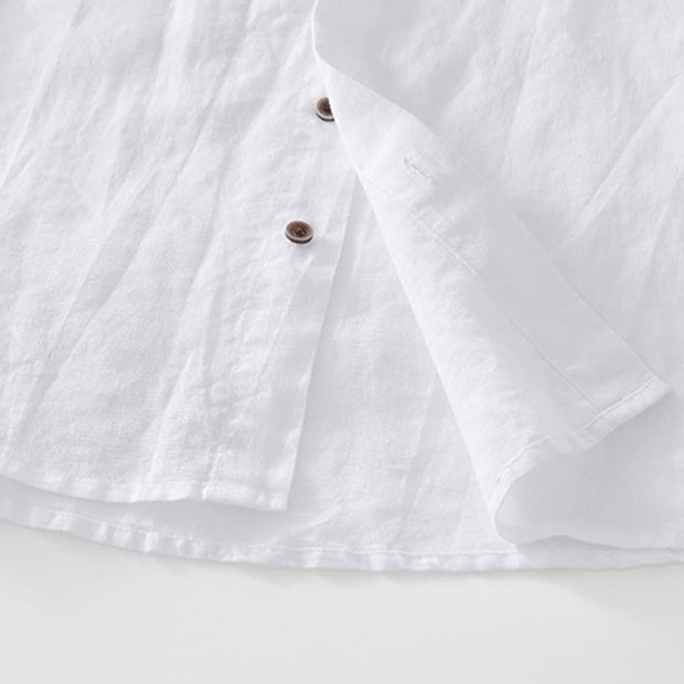 Buddha Stones Summer Buttons Short Sleeve Ramie Linen Cotton Men's Shirt - image 13