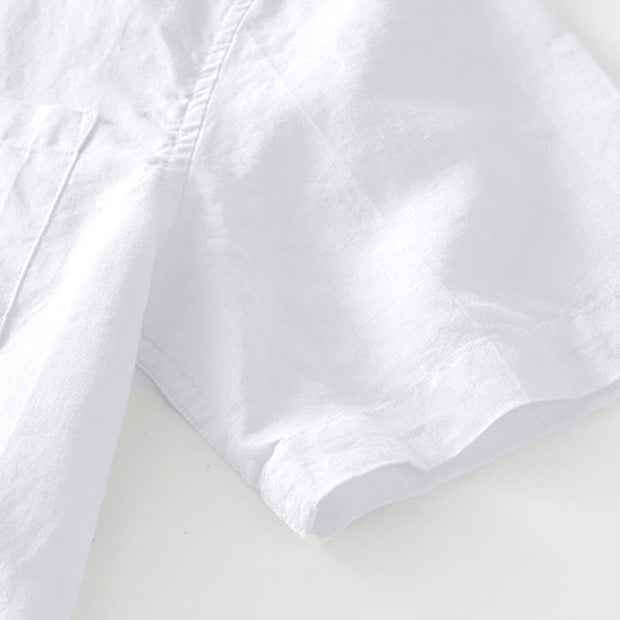 Buddha Stones Summer Buttons Short Sleeve Ramie Linen Cotton Men's Shirt - image 10