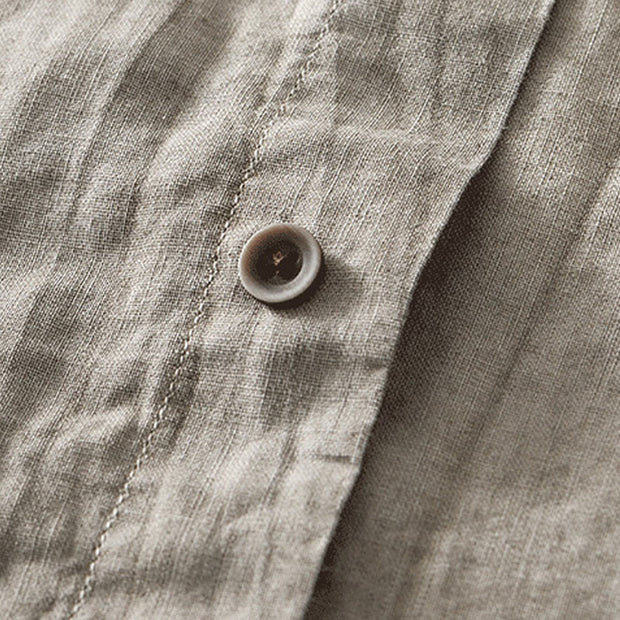 Buddha Stones Summer Buttons Short Sleeve Ramie Linen Cotton Men's Shirt - image 20