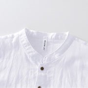 Buddha Stones Summer Buttons Short Sleeve Ramie Linen Cotton Men's Shirt - image 9