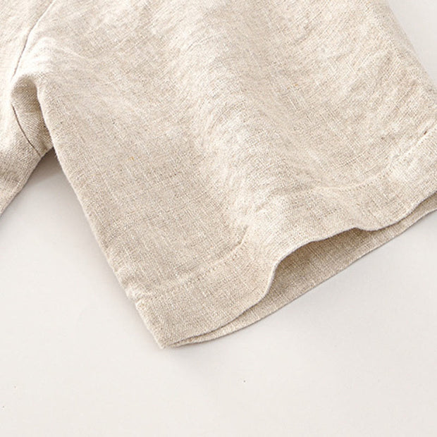 Buddha Stones Solid Summer Short Sleeve Buttons Linen Men's Shirt With Pockets - image 7