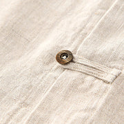 Buddha Stones Solid Summer Short Sleeve Buttons Linen Men's Shirt With Pockets - image 5