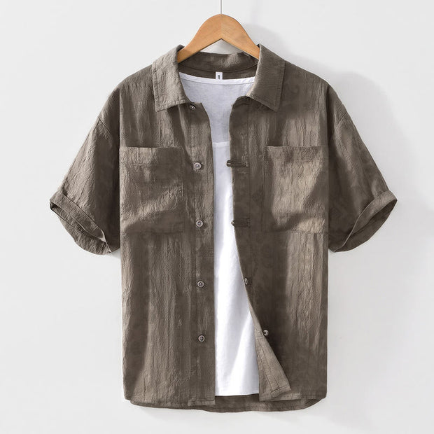 Buddha Stones Summer Short Sleeve Buttons Men's Shirt With Two Pockets - Tan - US/UK/AU42，EU52 (3XL) - image 19