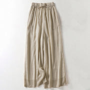 Buddha Stones Casual Drawstring Cotton Linen Ankle-Length Women's Wide Leg Pants With Pockets - Tan - US8-10，UK/AU12-14，EU40-42 (2XL) - image 9