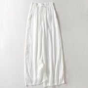 Buddha Stones Casual Drawstring Cotton Linen Ankle-Length Women's Wide Leg Pants With Pockets - White - US8-10，UK/AU12-14，EU40-42 (2XL) - image 5
