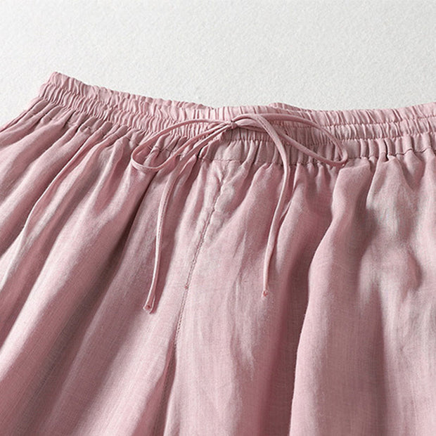Buddha Stones Casual Drawstring Cotton Linen Ankle-Length Women's Wide Leg Pants With Pockets - image 2