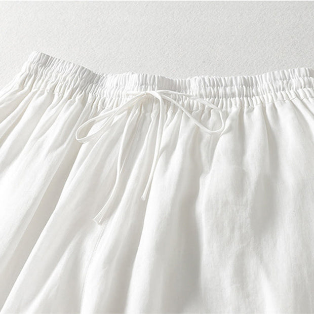 Buddha Stones Casual Drawstring Cotton Linen Ankle-Length Women's Wide Leg Pants With Pockets - image 6