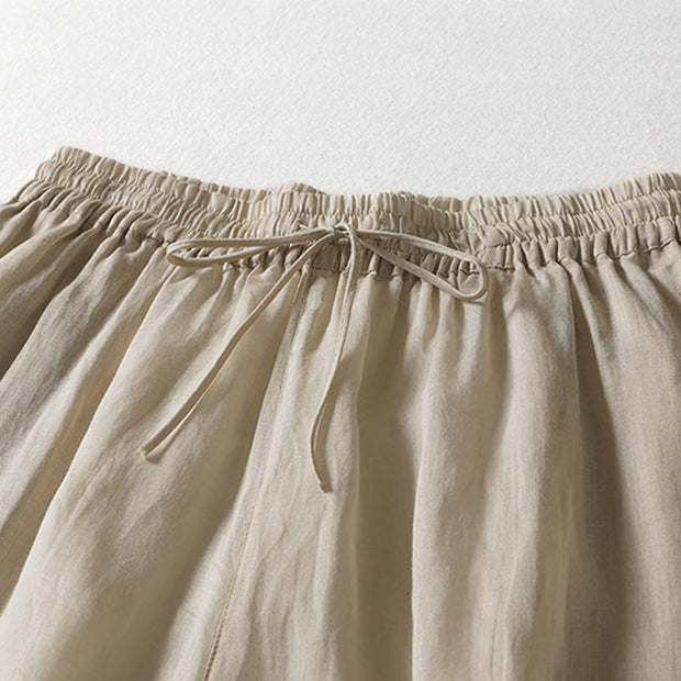Buddha Stones Casual Drawstring Cotton Linen Ankle-Length Women's Wide Leg Pants With Pockets - image 10