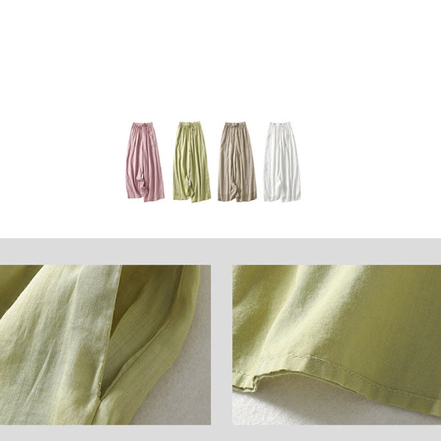 Buddha Stones Casual Drawstring Cotton Linen Ankle-Length Women's Wide Leg Pants With Pockets - image 26